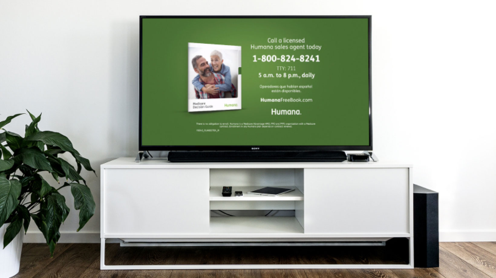 TV showing a still of a Humana ad